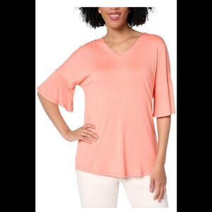 Brandis Women's Dress Out Loud Flutter Sleeve Flutter Slv Top Coral - Regular